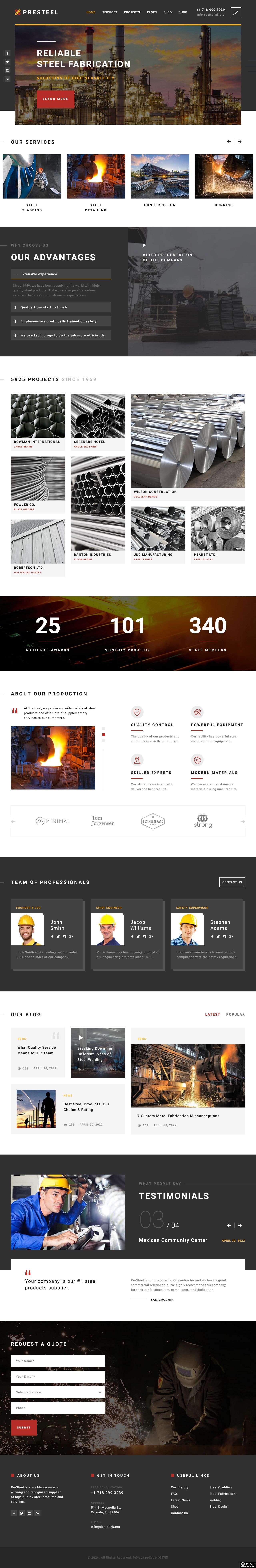 钢铁制造领军企业网站模板-PC预览