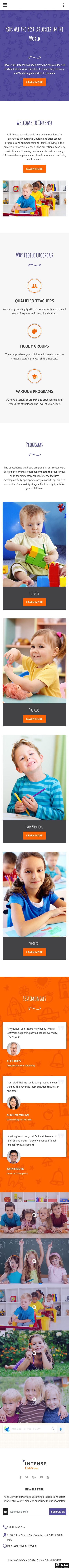 卓越儿童保育与早教机构网站模板-手机预览