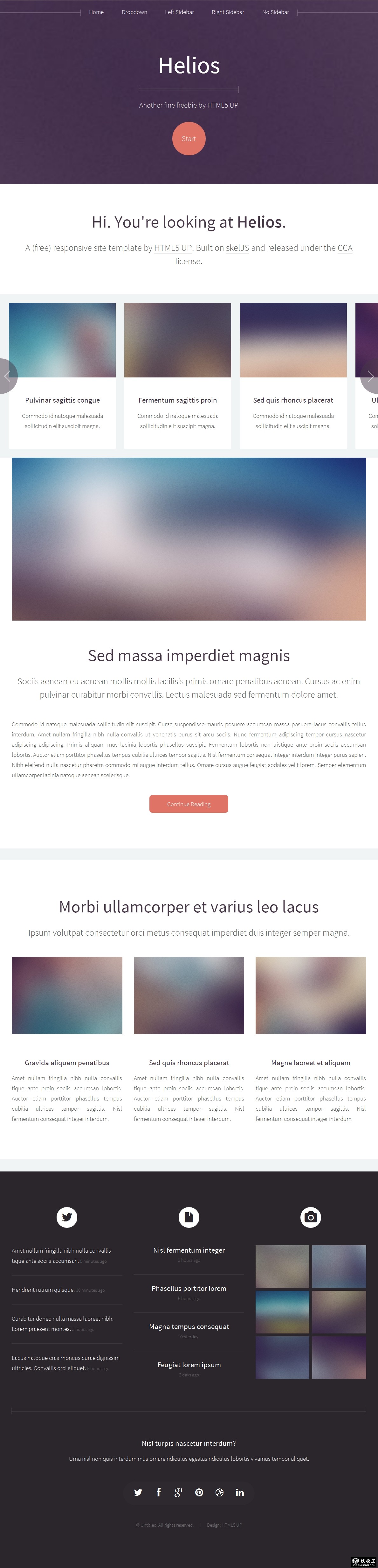 紫色图像列表响应式网页模板