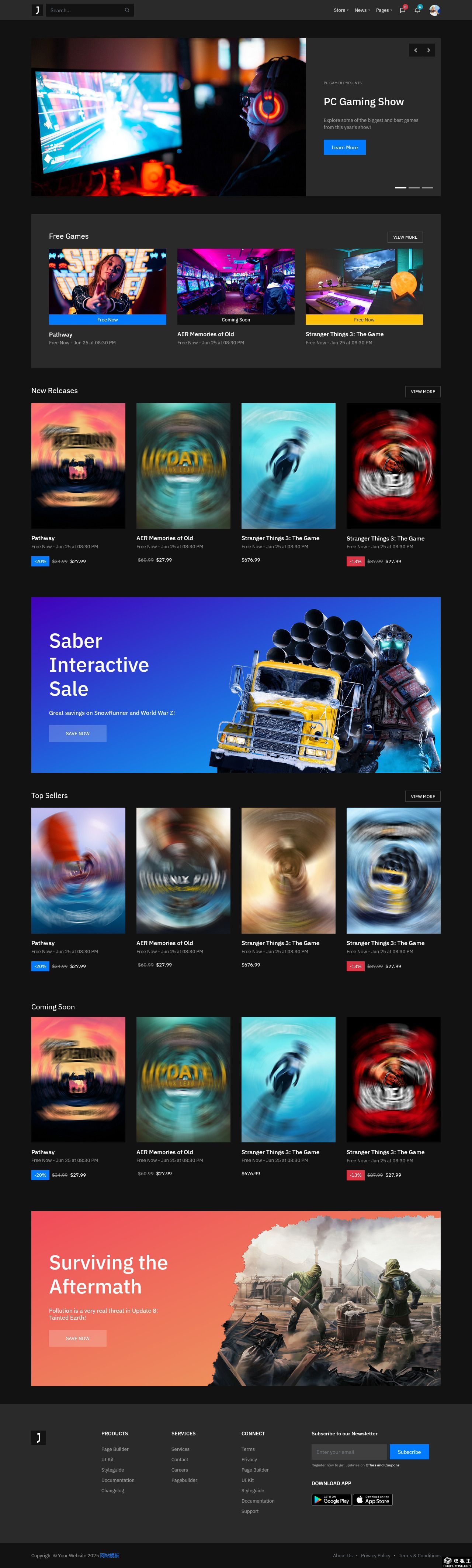 暗黑游戏商城网站模板-PC预览