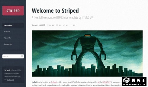 二列响应式BLOG网页模板