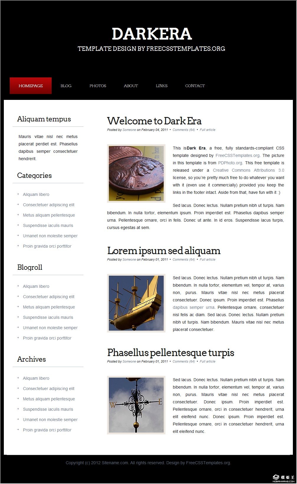 暗黑时代信息网页模板