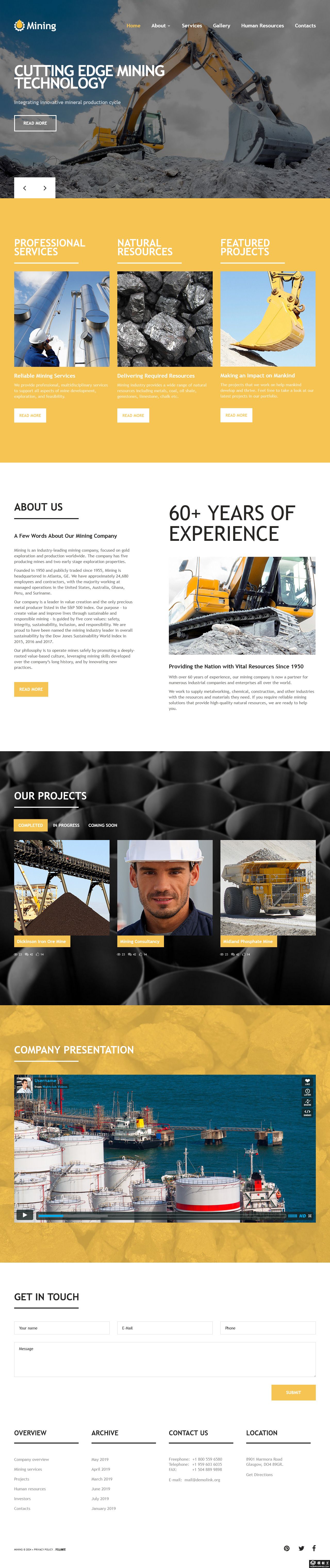 领先矿业资源开采公司网站模板-PC预览