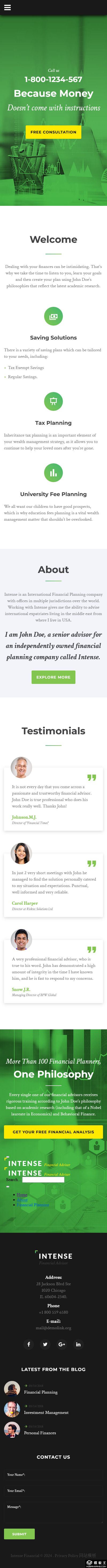 全面财务解决方案咨询网站模板-手机预览