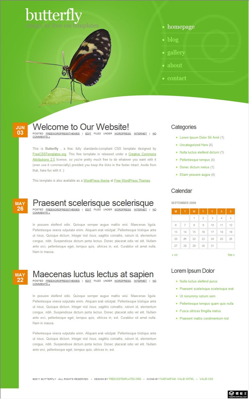 绿之蝶个性信息网页模板