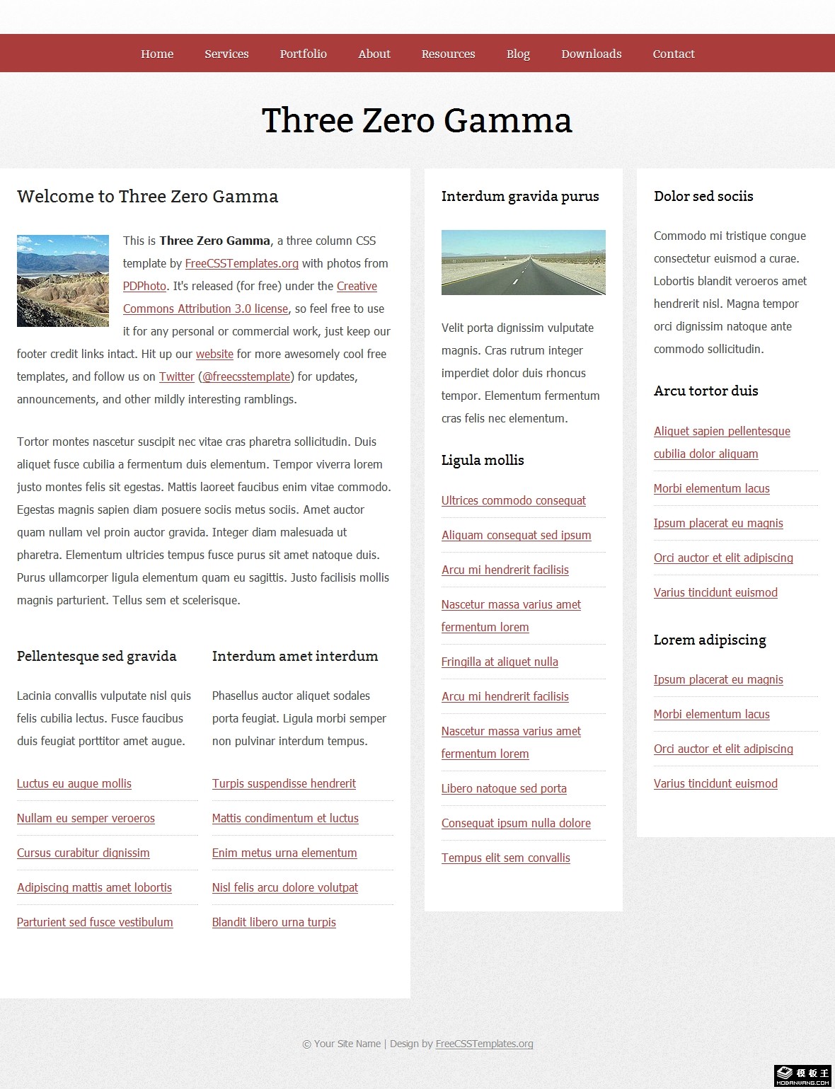 简约三列信息网页模板