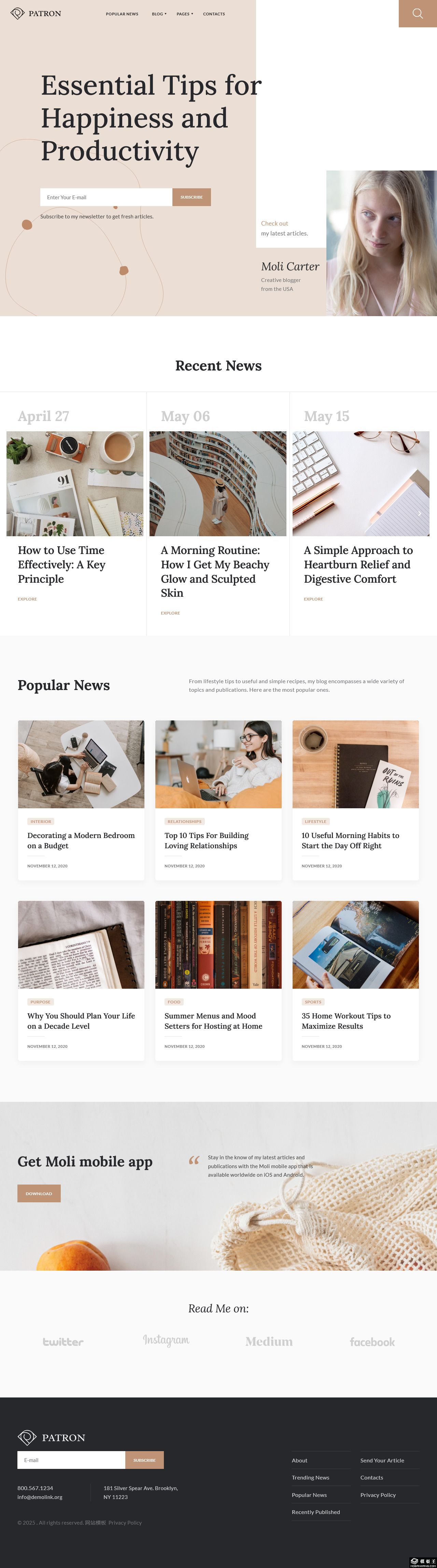 简约休闲生活博客网站模板-PC预览