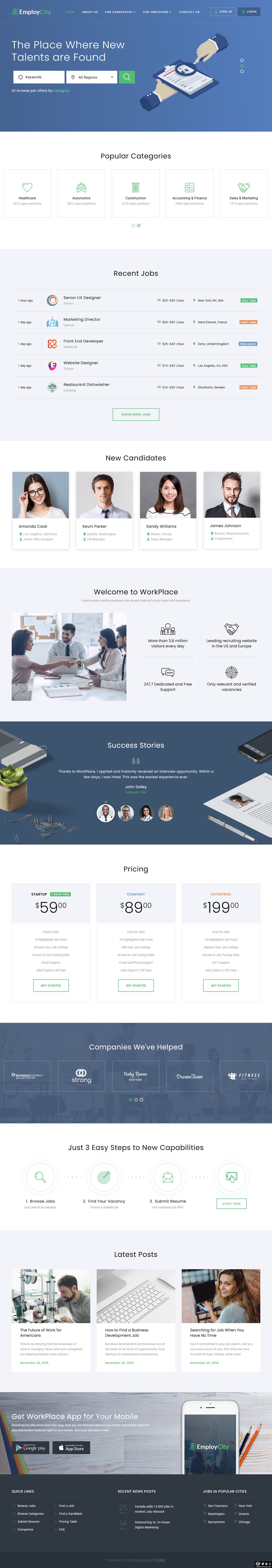 高效招聘求职平台网站模板-PC预览