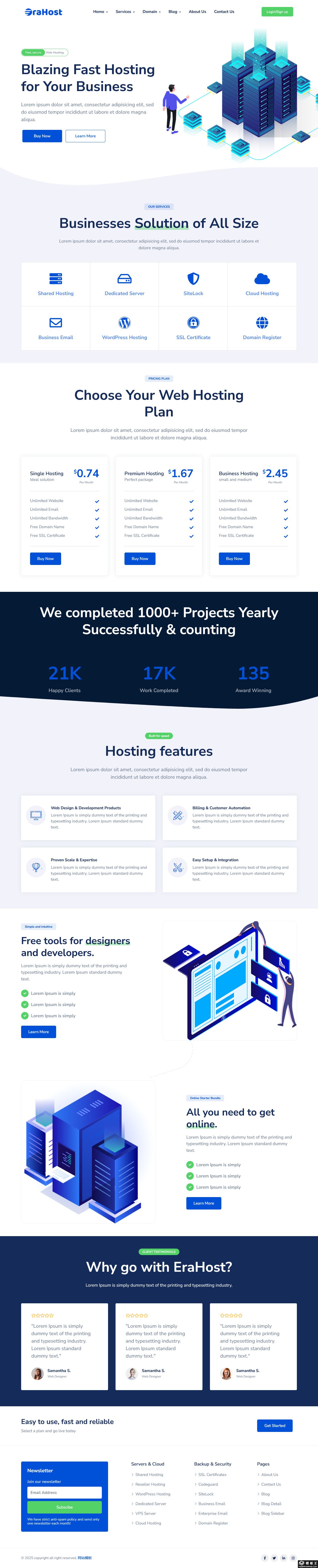主机服务器托管平台网站模板-PC预览