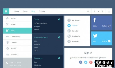 多列博客杂志展示网页模板