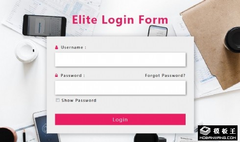 精英登录框响应式网页模板