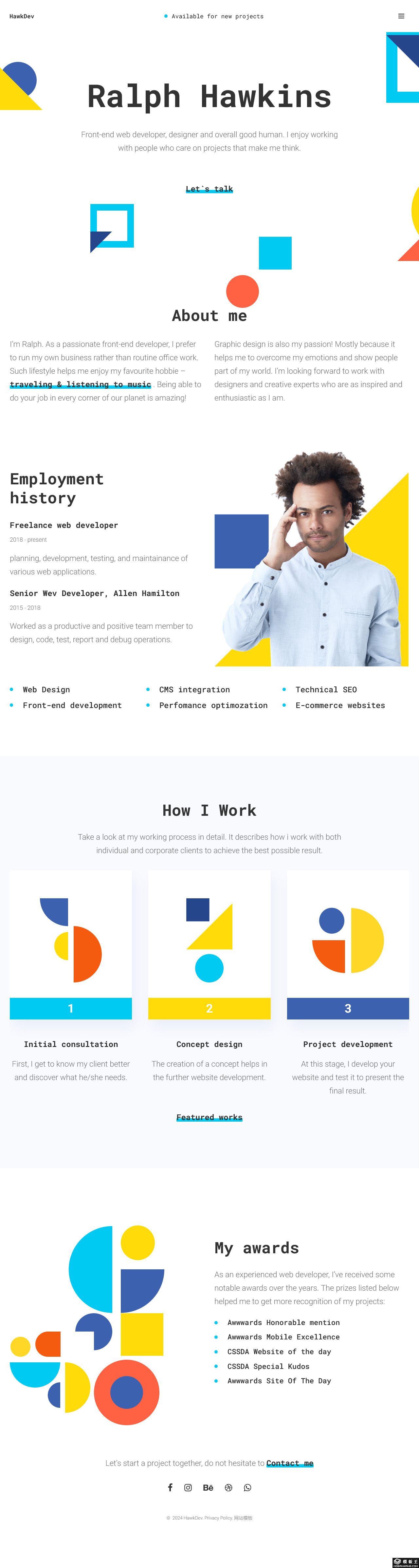 开发者设计师个人作品集网站模板-PC预览