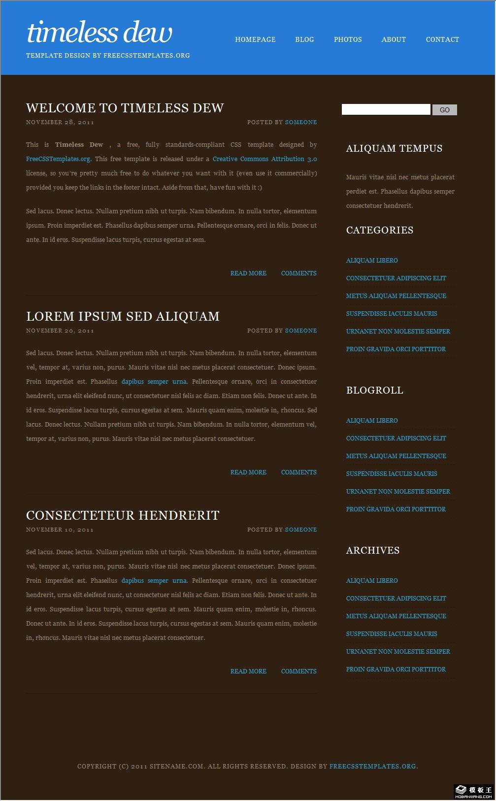 永痕的露珠主题网页模板