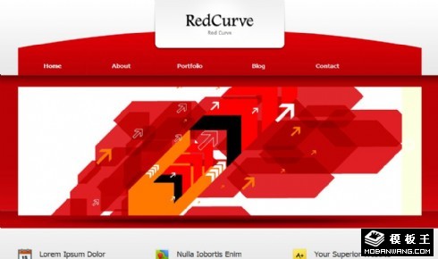 红色导航曲线信息网页模板