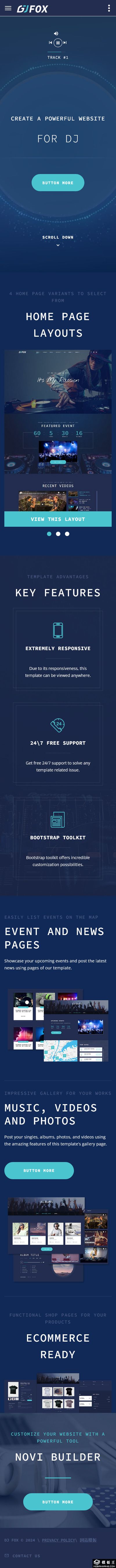 DJ音乐节活动网站模板-手机预览