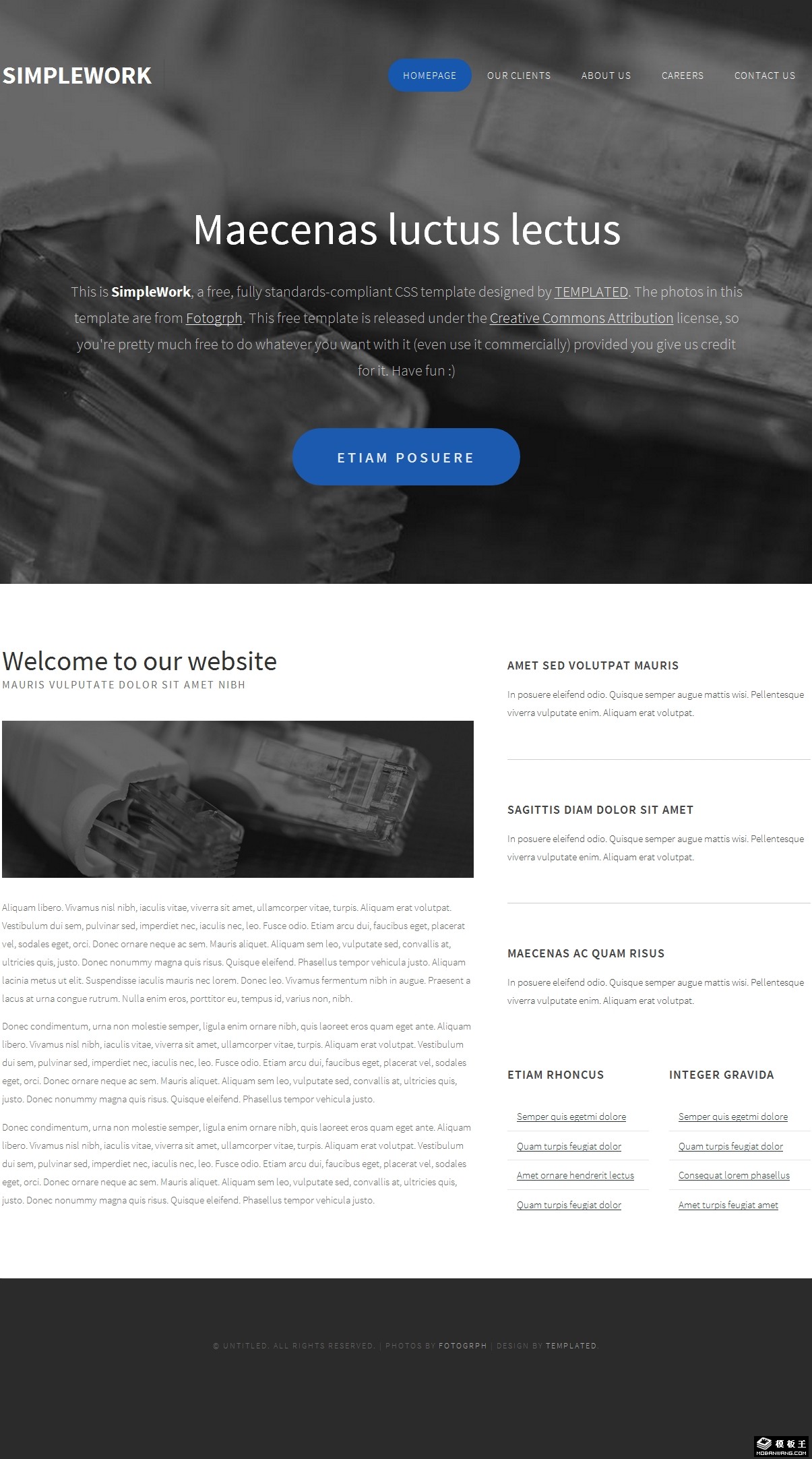 灰色简单工作信息网页模板