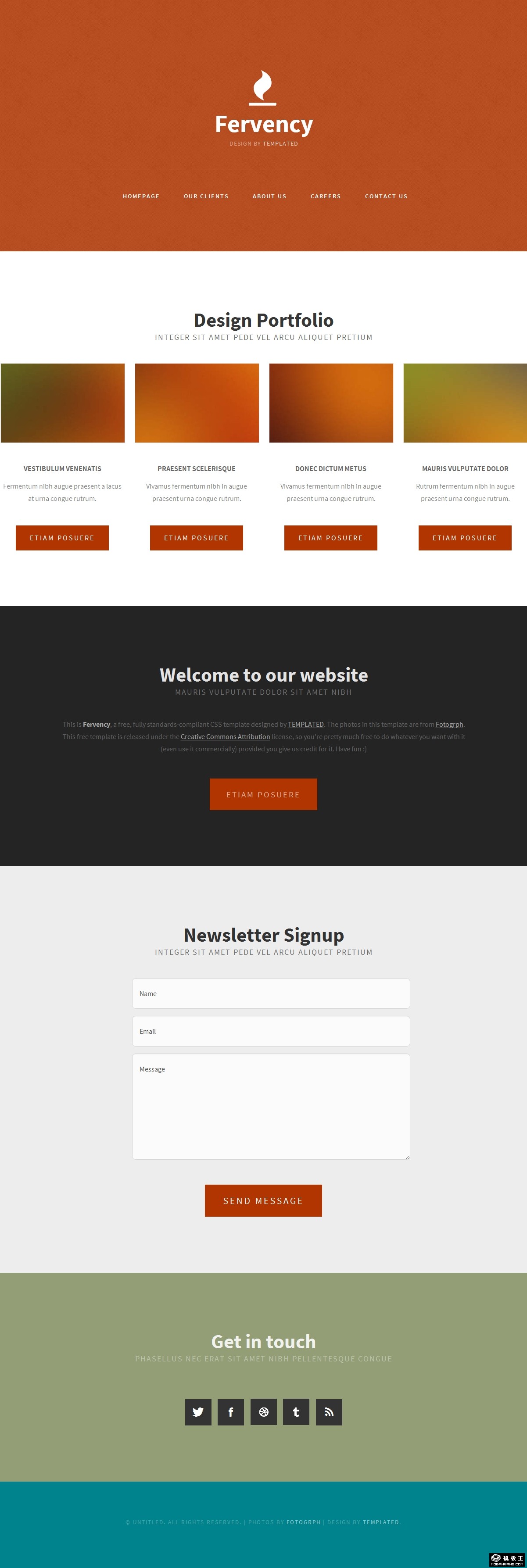 热情的橘红手机移动网页模板