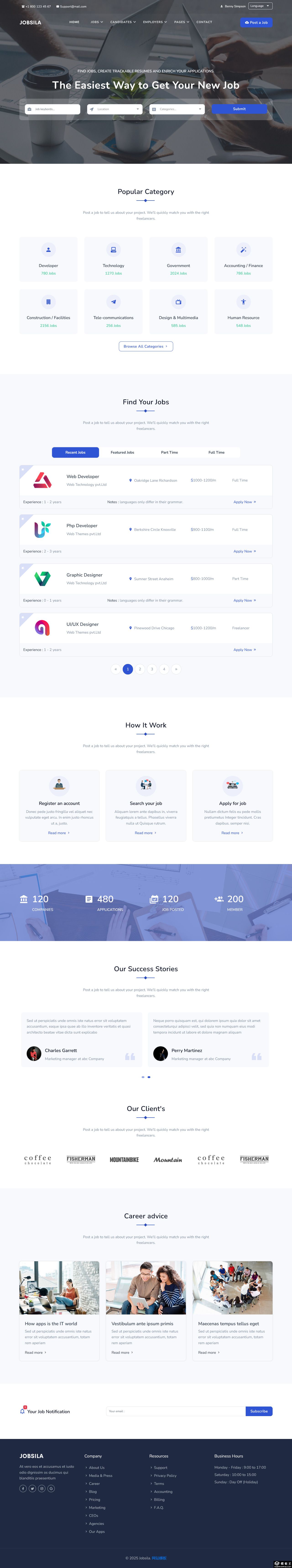 职场求职招聘动态网站模板-PC预览