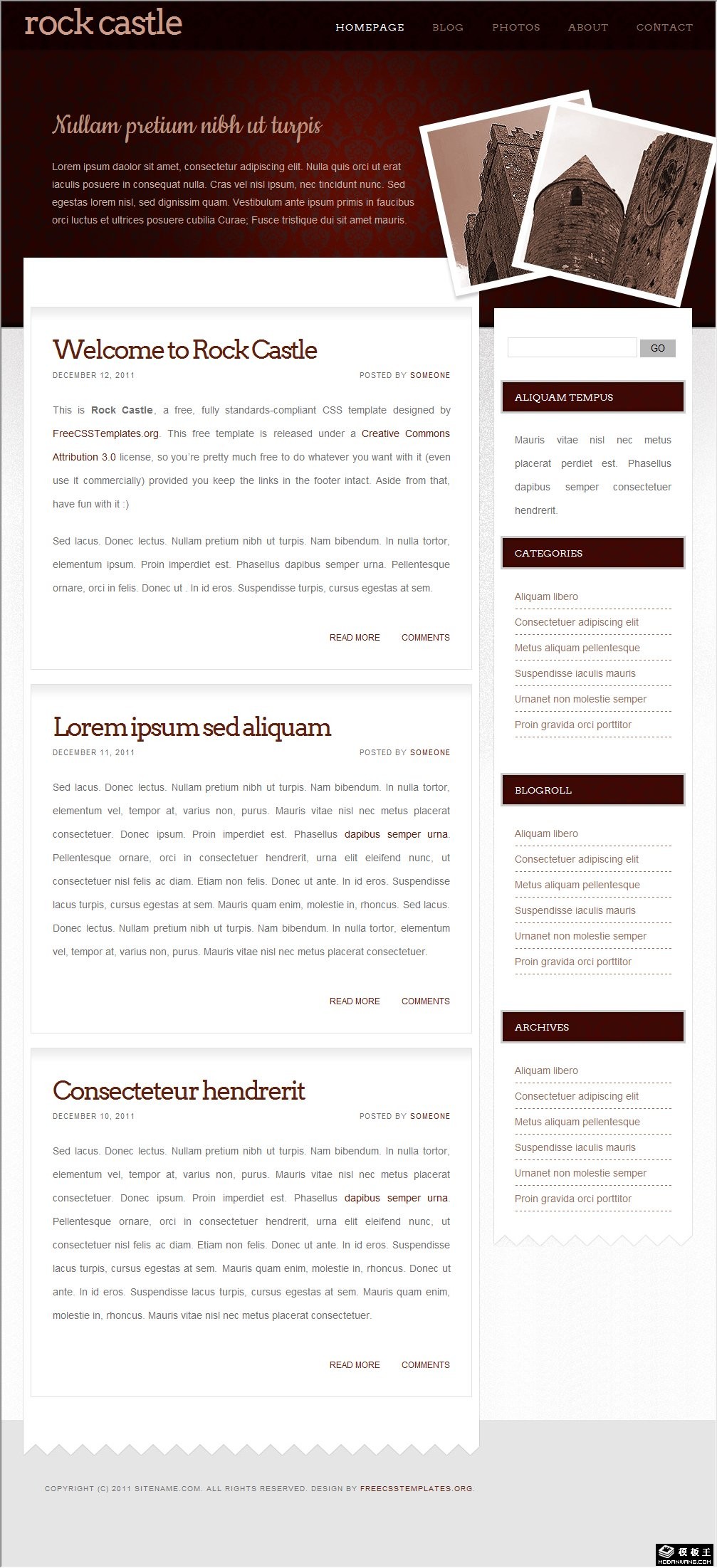 暗红古堡信息网页模板