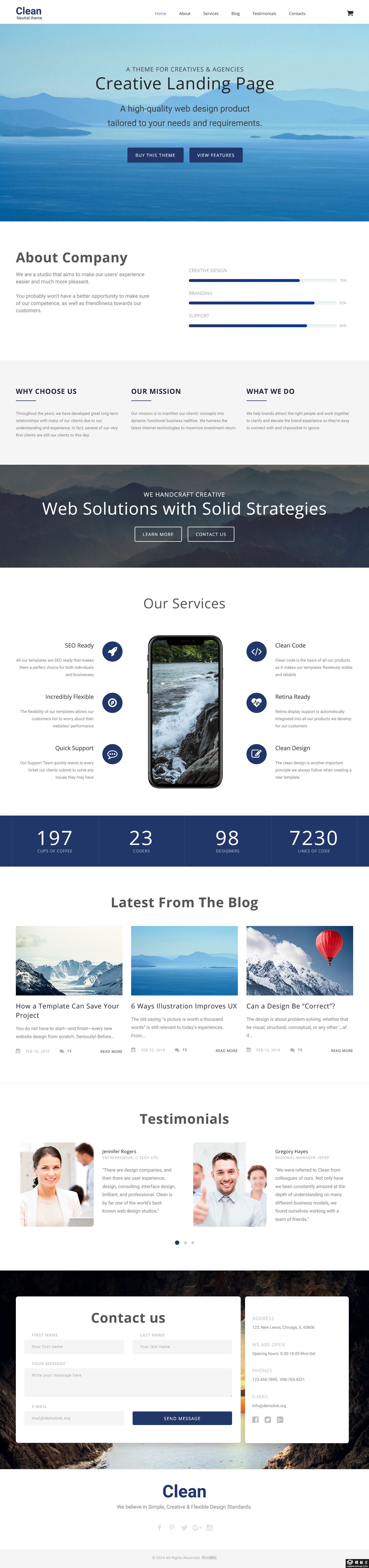 简约创意企业业务展示单页模板-PC预览