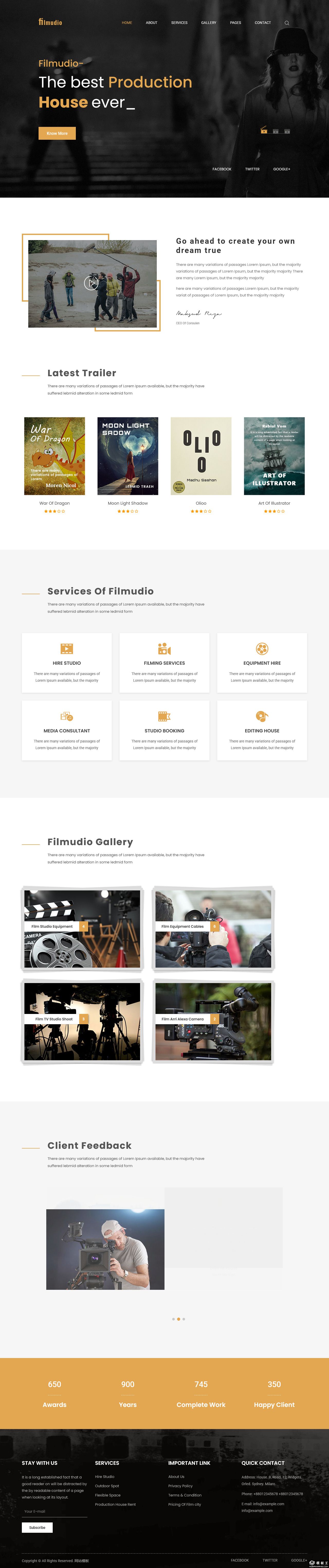 电影制作公司网站模板-PC预览