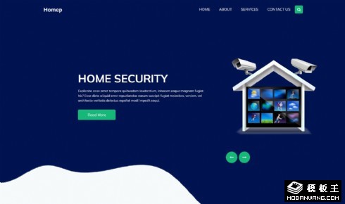 家庭安全系统设备响应式网页模板