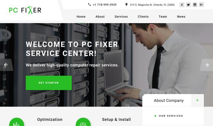 PC维修数据恢复服务单页模板
