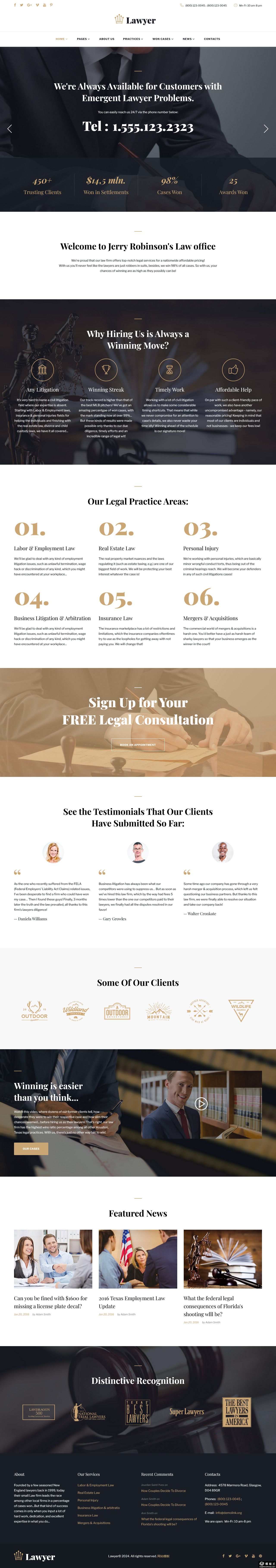 精英法律咨询诉讼网站模板-PC预览