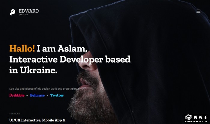 黑色交互开发者个人网站模板