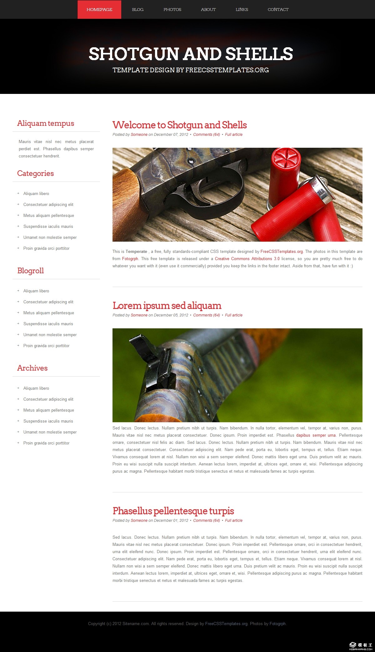 猎枪与子弹blog网页模板