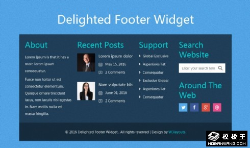 网页底部信息组件响应式网页模板