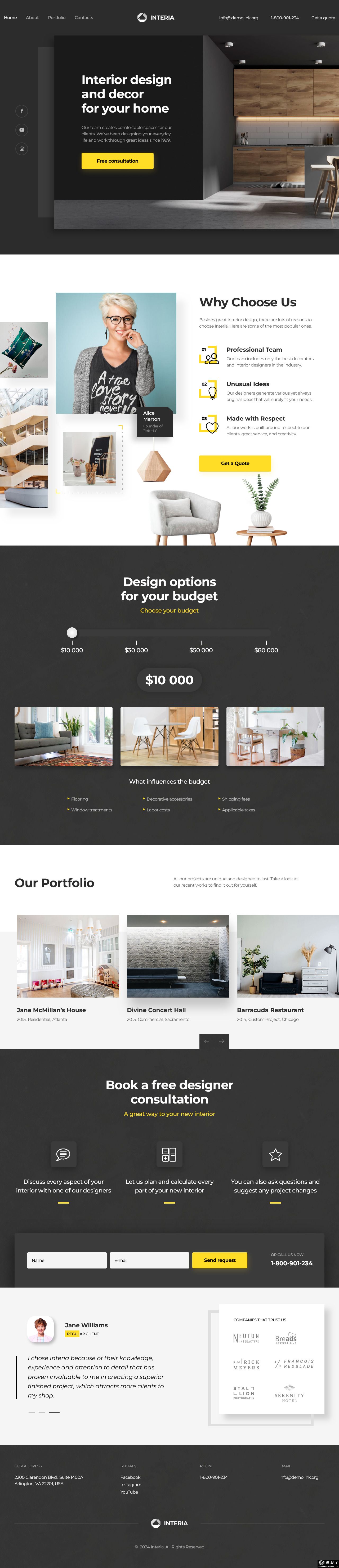 雅居室内设计与装饰单页推广模板-PC预览