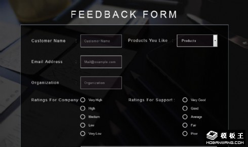 黑色信息反馈表单响应式网页模板
