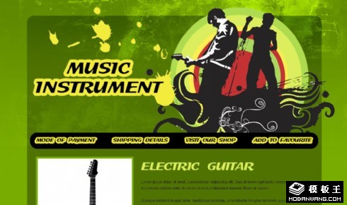 绿色电吉他销售介绍网页模板