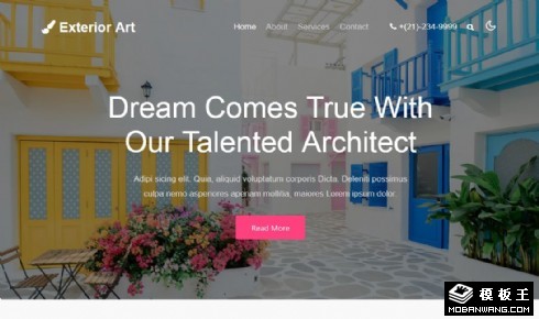 房屋外墙设计响应式网页模板