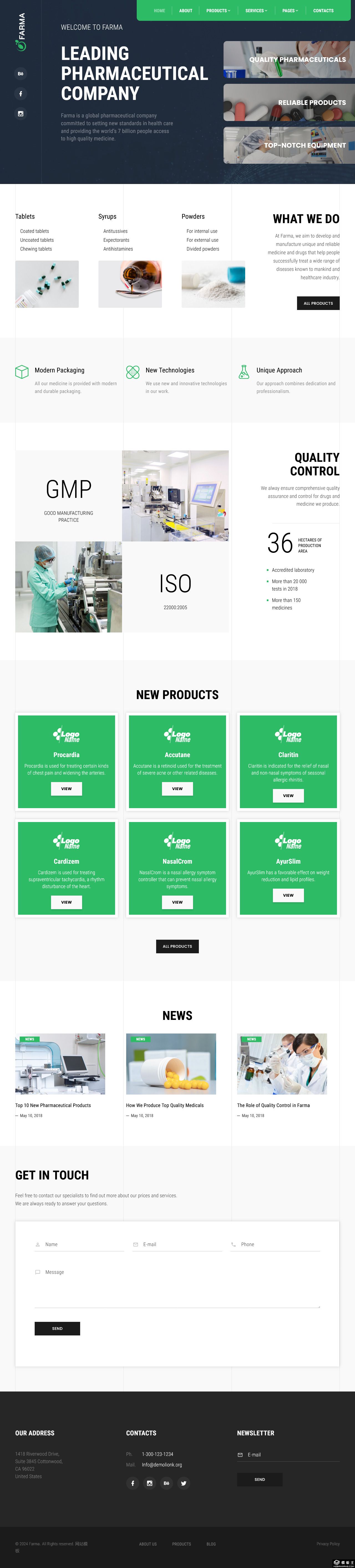 高端医药研发企业网站模板-PC预览