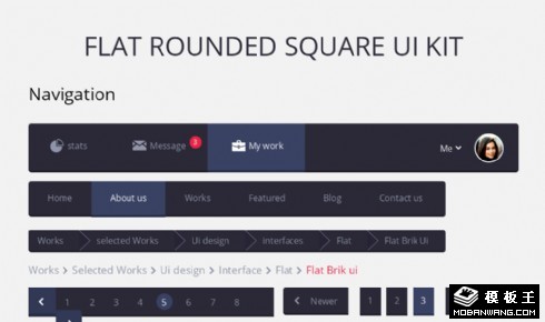 扁平UI元素组件网页模板