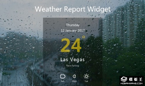 雨天天气预报组件响应式网页模板
