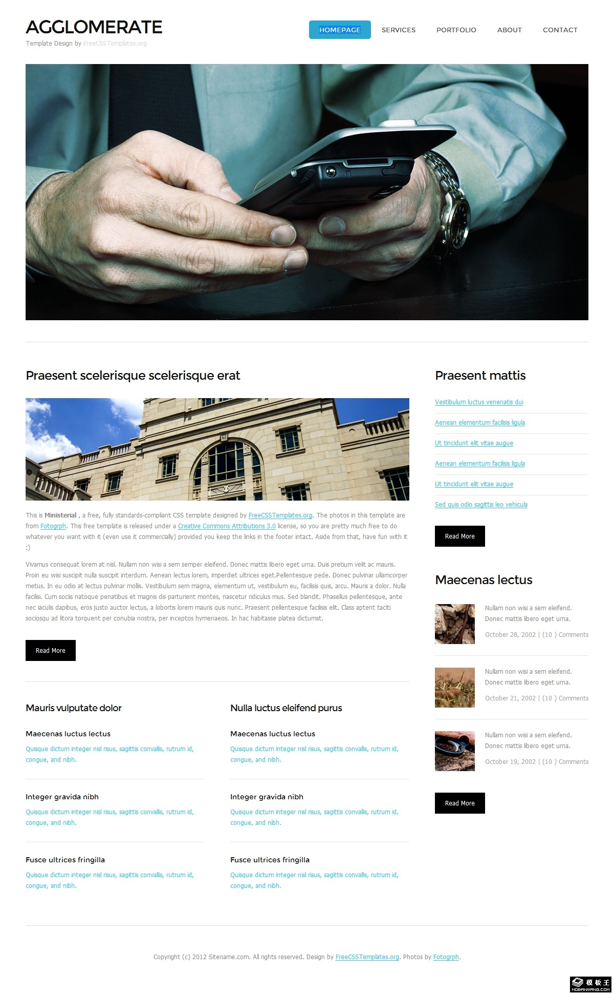 简洁凝聚商务信息网页模板