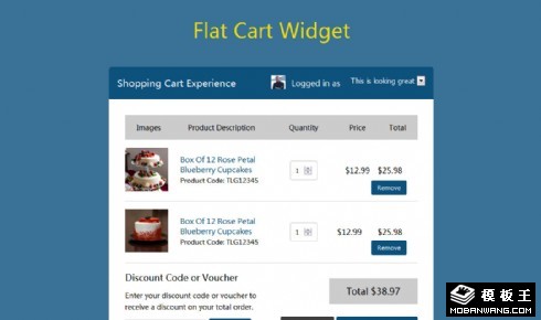 蓝色购物车列表响应式网页模板