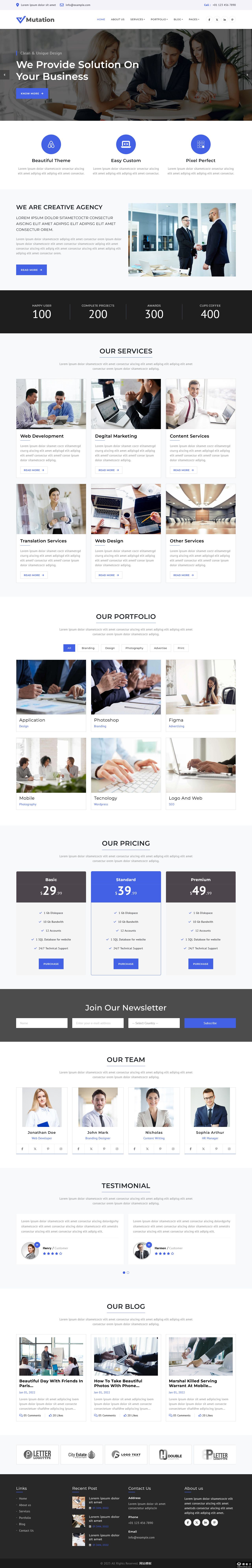 创意数字业务展示网站模板-PC预览