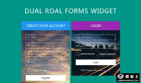 背景登录注册框响应式网页模板