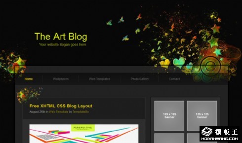 黑色抽象艺术BLOG网页模板