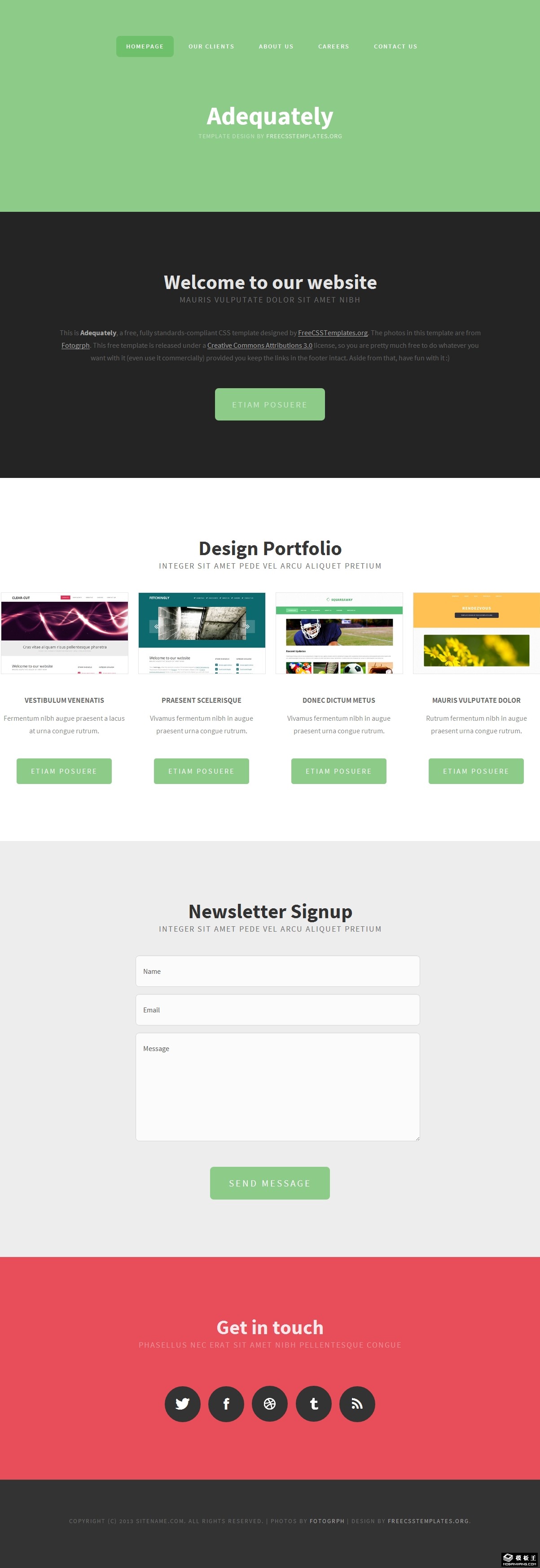 浅绿简洁移动网页模板