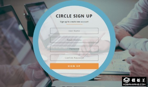 圆形注册框响应式网页模板