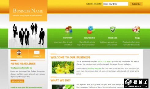 橙黄商务信息企业网页模板