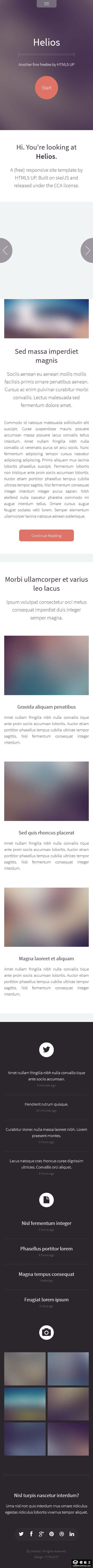 紫色图像列表响应式网页模板