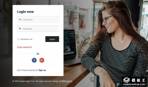 激活登录框响应式网页模板