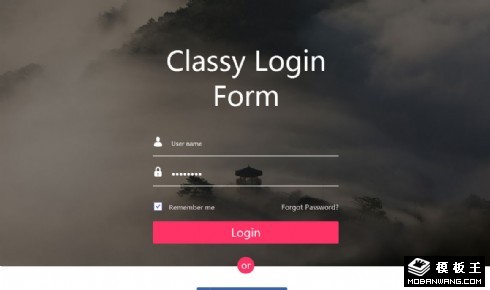 水墨风景登录框响应式网页模板