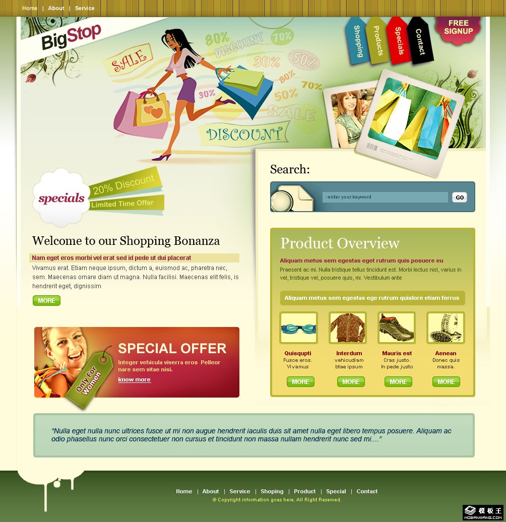 时尚产品促销信息网页模板